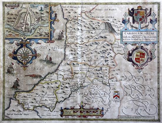 John Speede Map of Cardigan Shyre overall 19.5 x 22.75in. (3 maps)